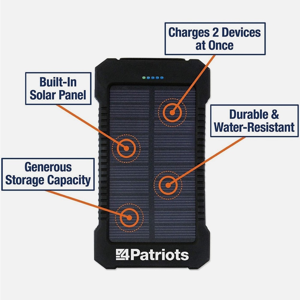 4Patriots Water Resistant Patriot Power Cell Bank Portable Charger Solar Panel V - Picture 2 of 5